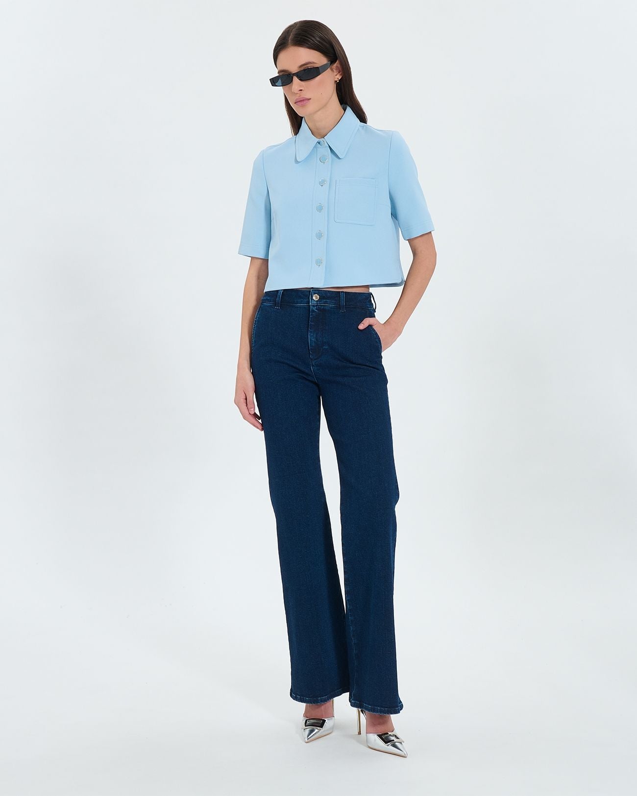 Short sky blue crepe shirt_2