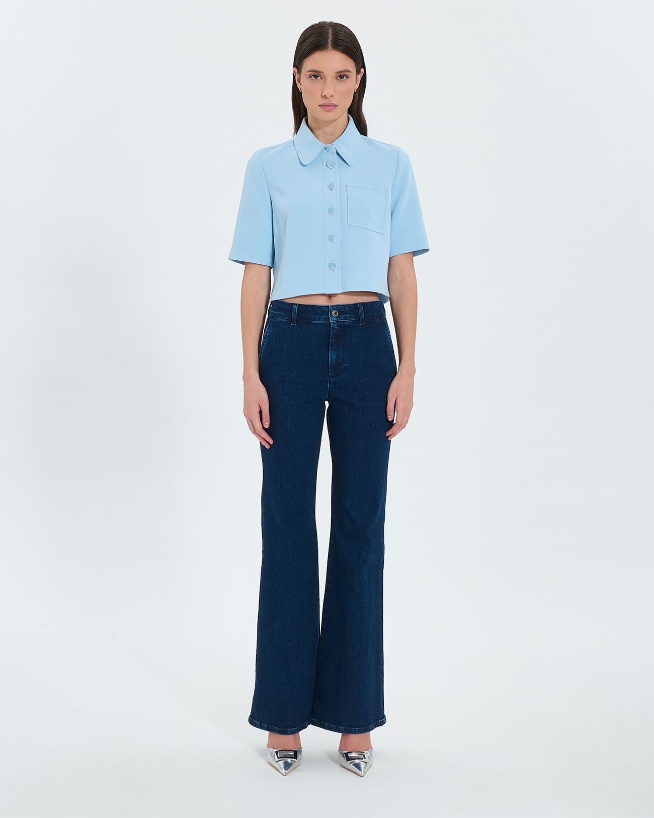 Short sky blue crepe shirt_4