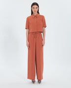 Chemise courte en crêpe brique_4