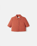 Chemise courte en crêpe brique_5
