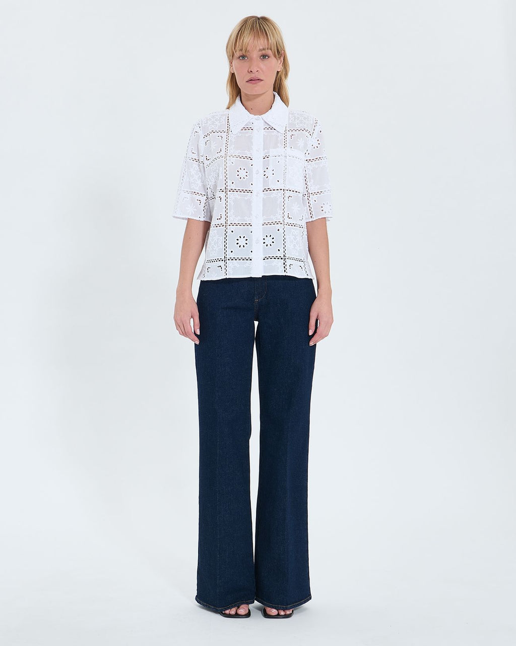 Ecru English embroidery shirt_4