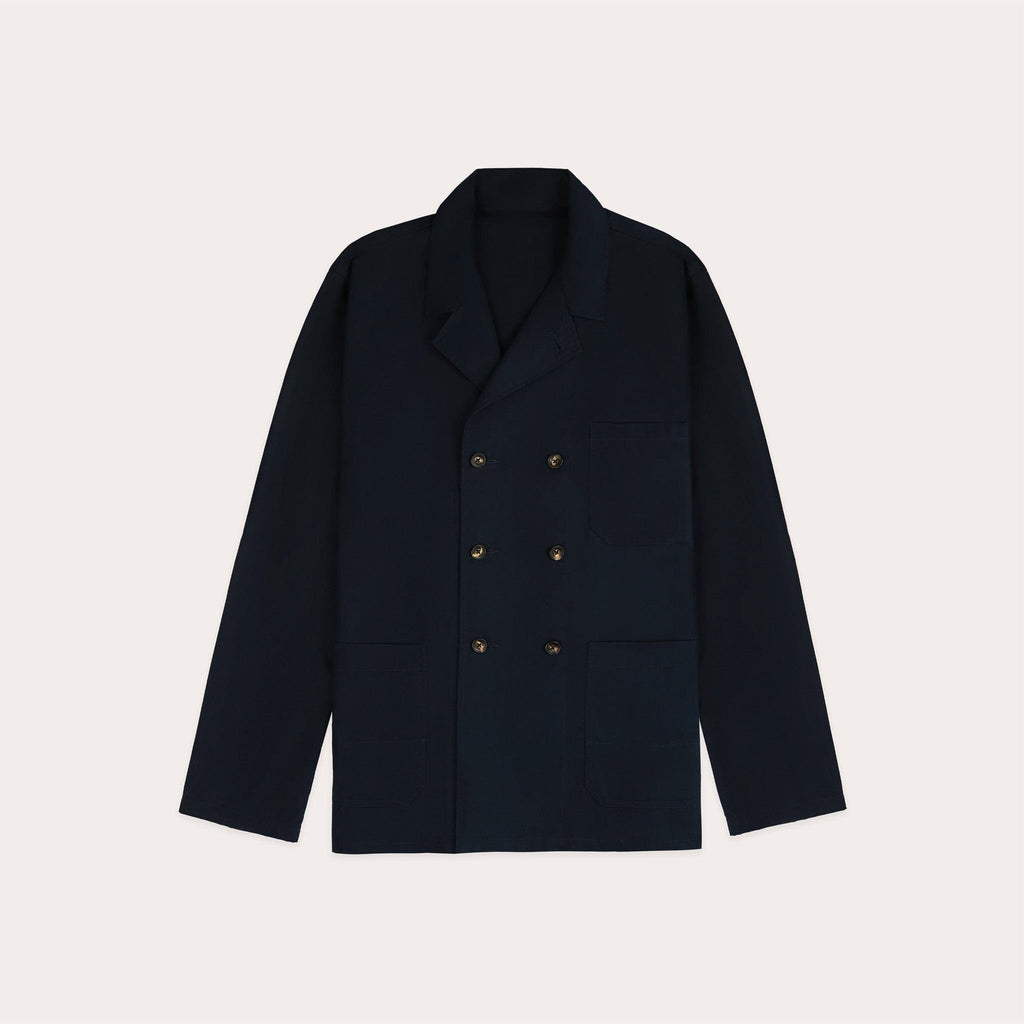 Chaqueta De Trabajo Cruzada En Algodón Marino