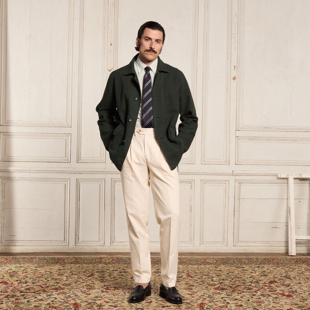 Veste De Travail En Coton Et Lin Verte