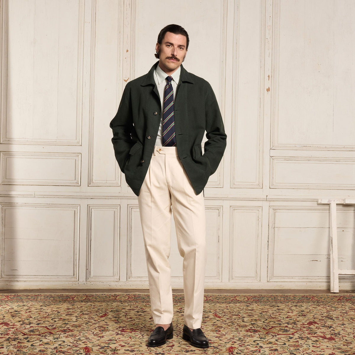 Veste De Travail En Coton Et Lin Verte