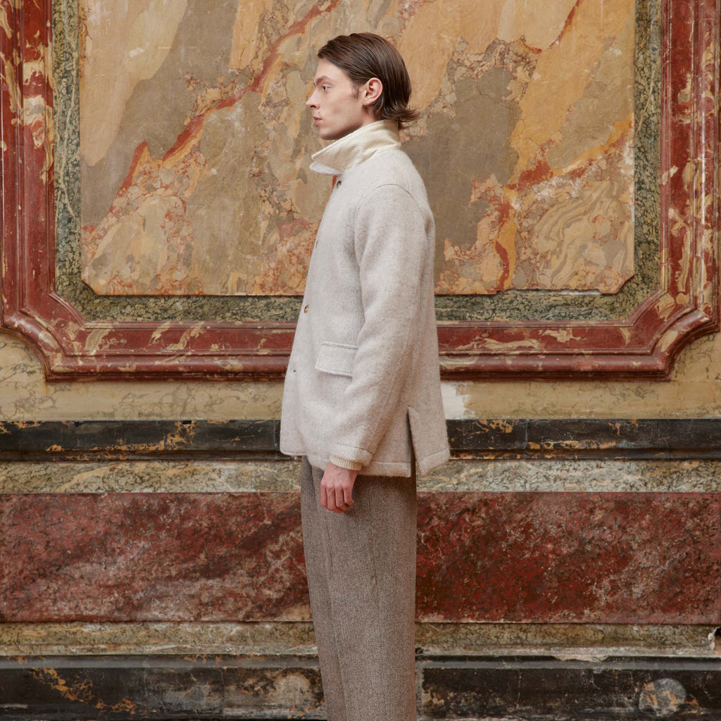 Veste De Travail En Laine Shaggy Dog Beige Chiné
