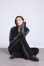 Pantalon Lurex Venise - Noir Et Argente - Femme