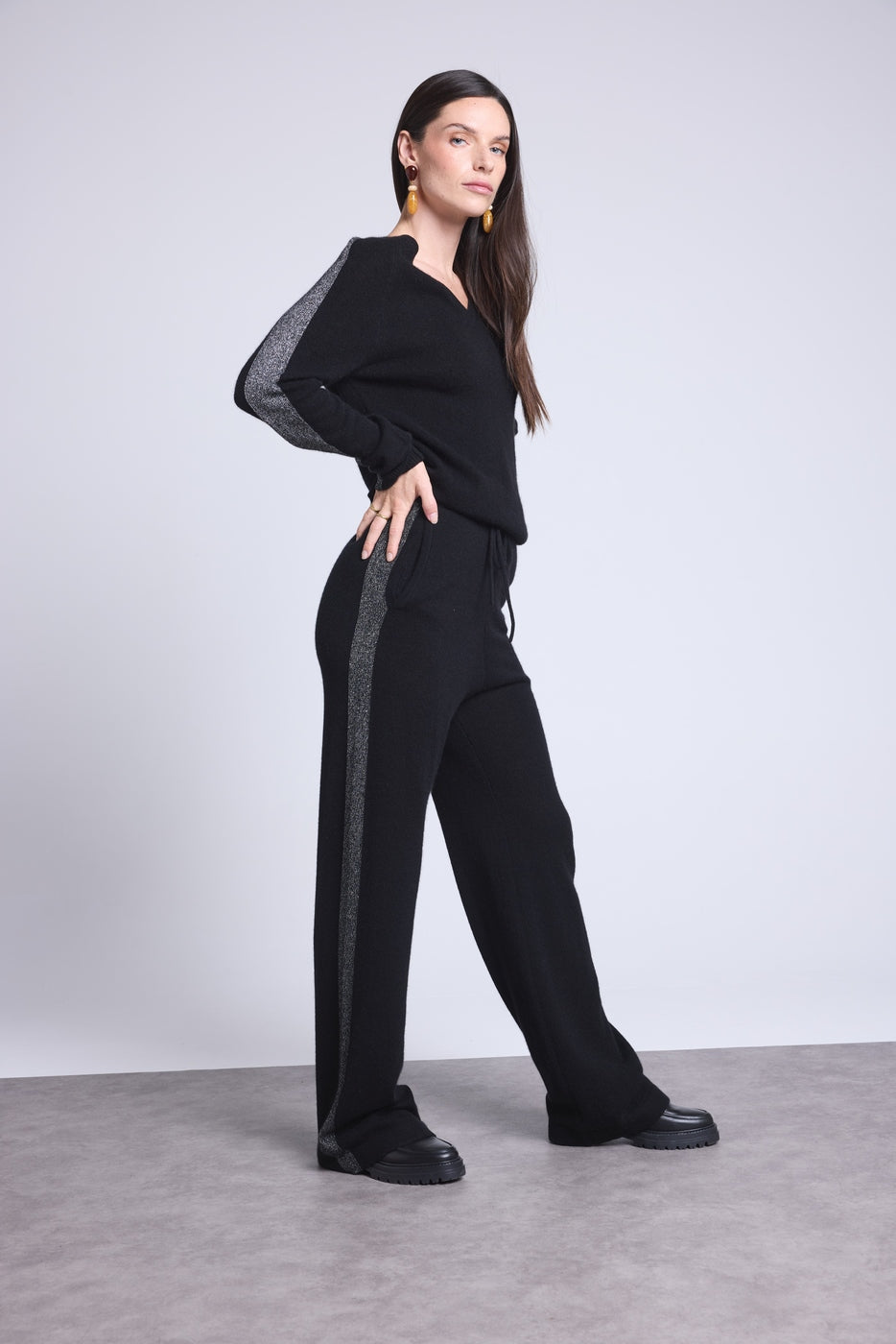 Pantalon Lurex Venise - Noir Et Argente - Femme