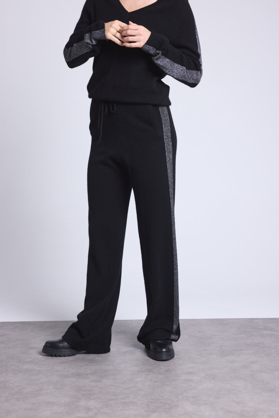 Pantalon Lurex Venise - Noir Et Argente - Femme