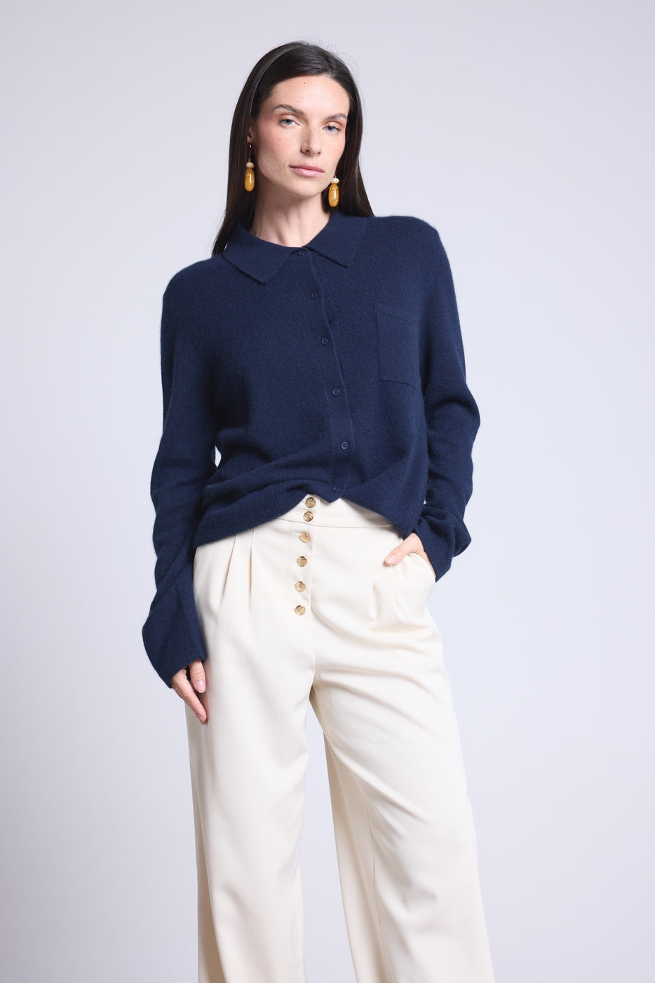Chemise Boutonnee Femme Vera - Bleu Marine - Femme