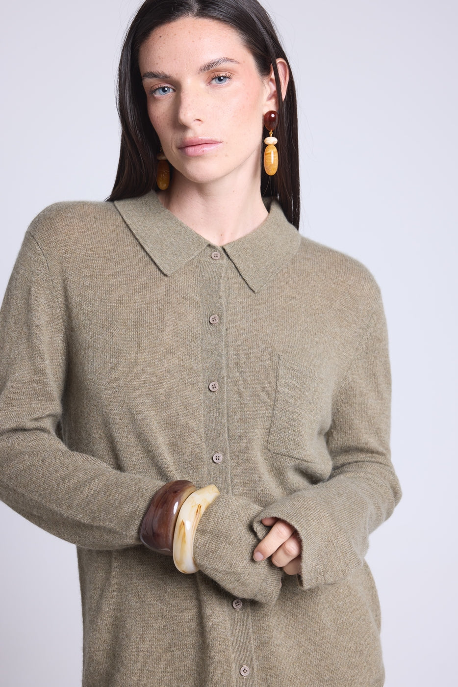 Camisa Abotonada Mujer Vera - Verde Caqui - Mujer