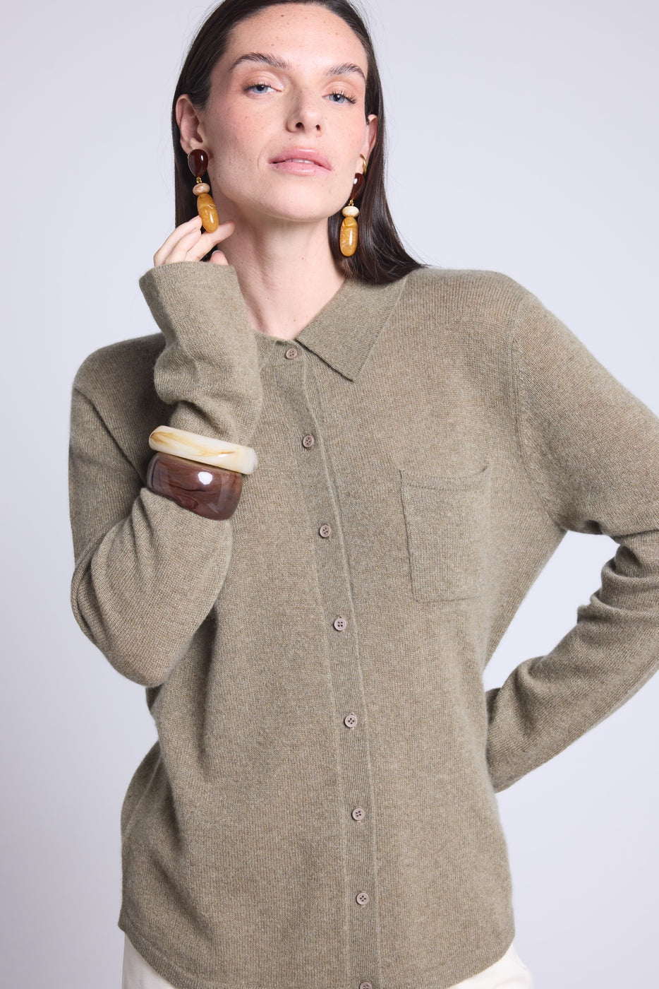 Camisa Abotonada Mujer Vera - Verde Caqui - Mujer