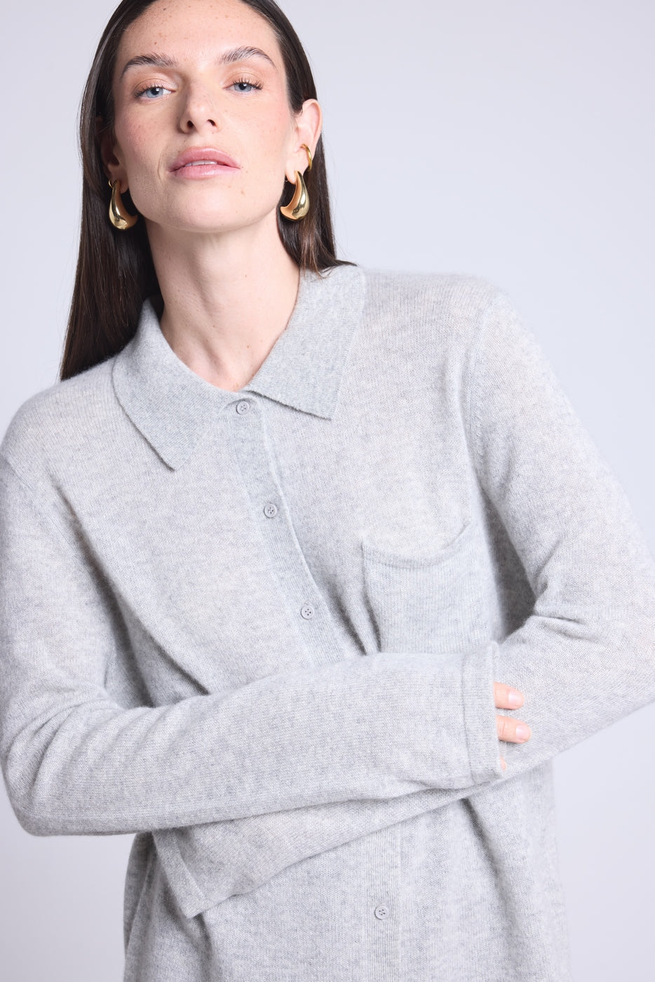 Camisa abotonada Vera para mujer - Gris perla - Mujer