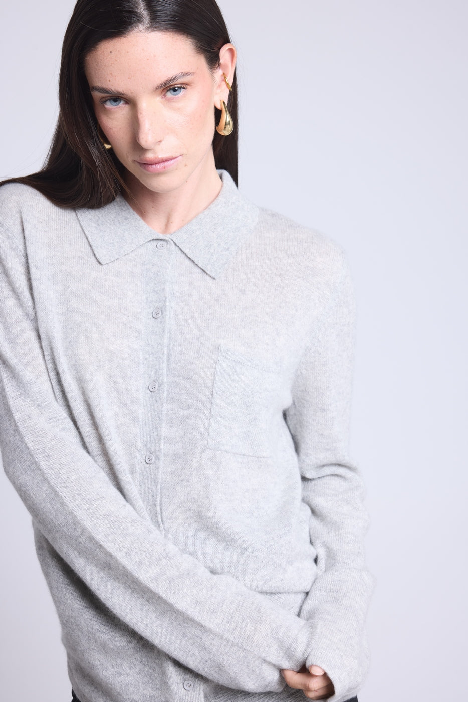 Camisa abotonada Vera para mujer - Gris perla - Mujer