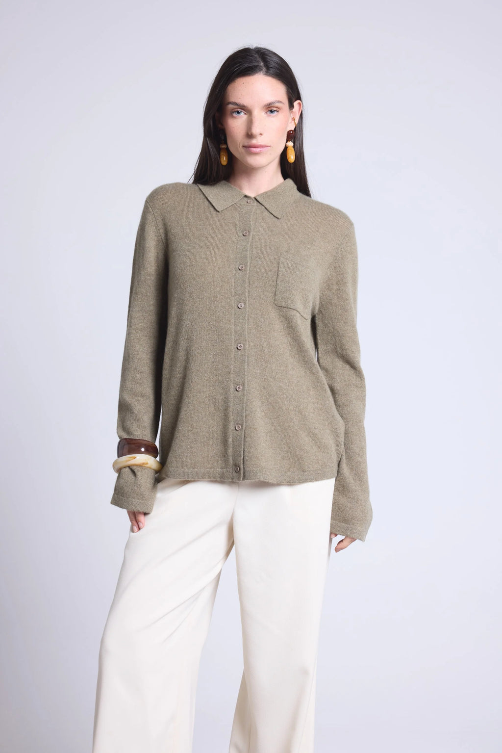 Camisa Abotonada Mujer Vera - Verde Caqui - Mujer