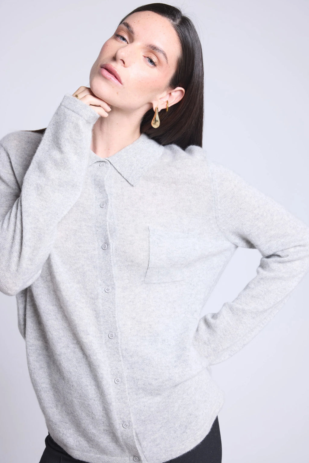 Camisa abotonada Vera para mujer - Gris perla - Mujer