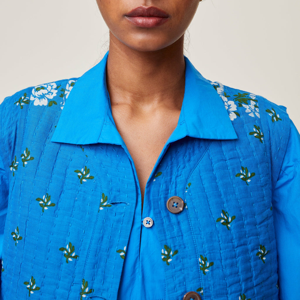 Chaleco Paula N°742 - Patchwork Blue Worker