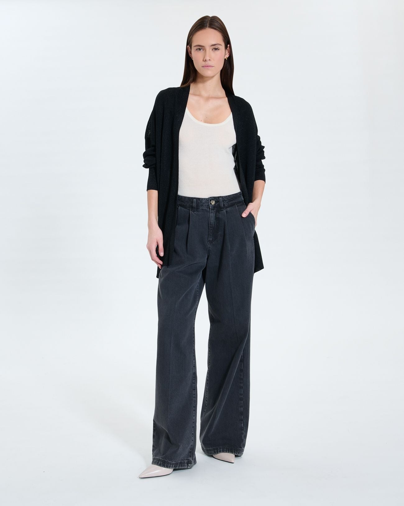 Gilet long noir pailleté_2