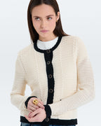 Gilet en maille écru et noir_1