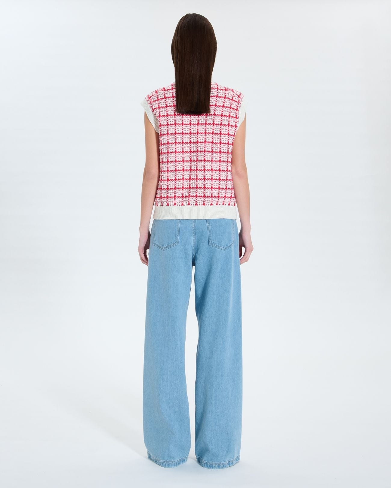 Chaleco sin mangas estilo tweed bicolor_4