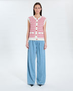 Chaleco sin mangas estilo tweed bicolor_5