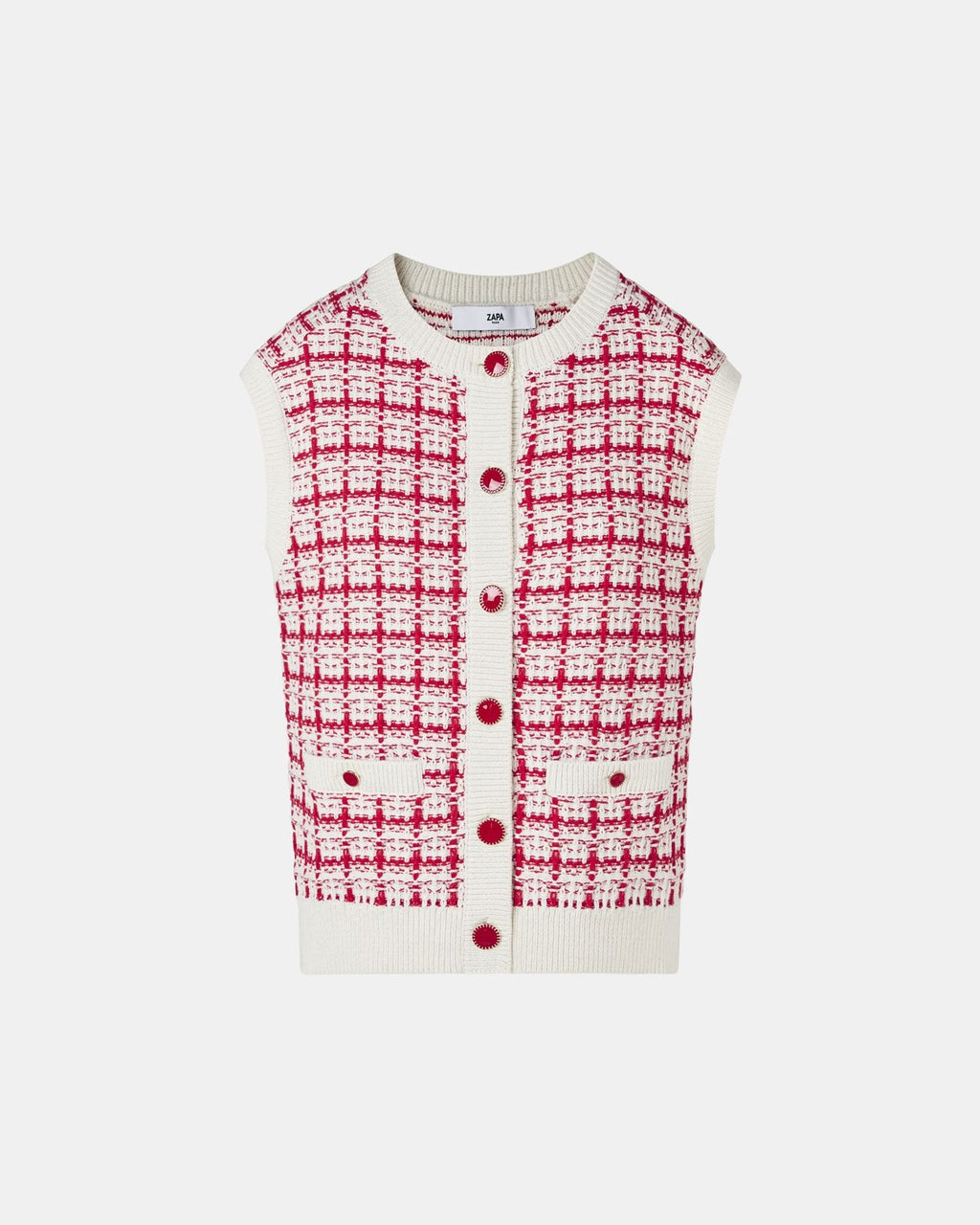 Chaleco sin mangas estilo tweed bicolor_6