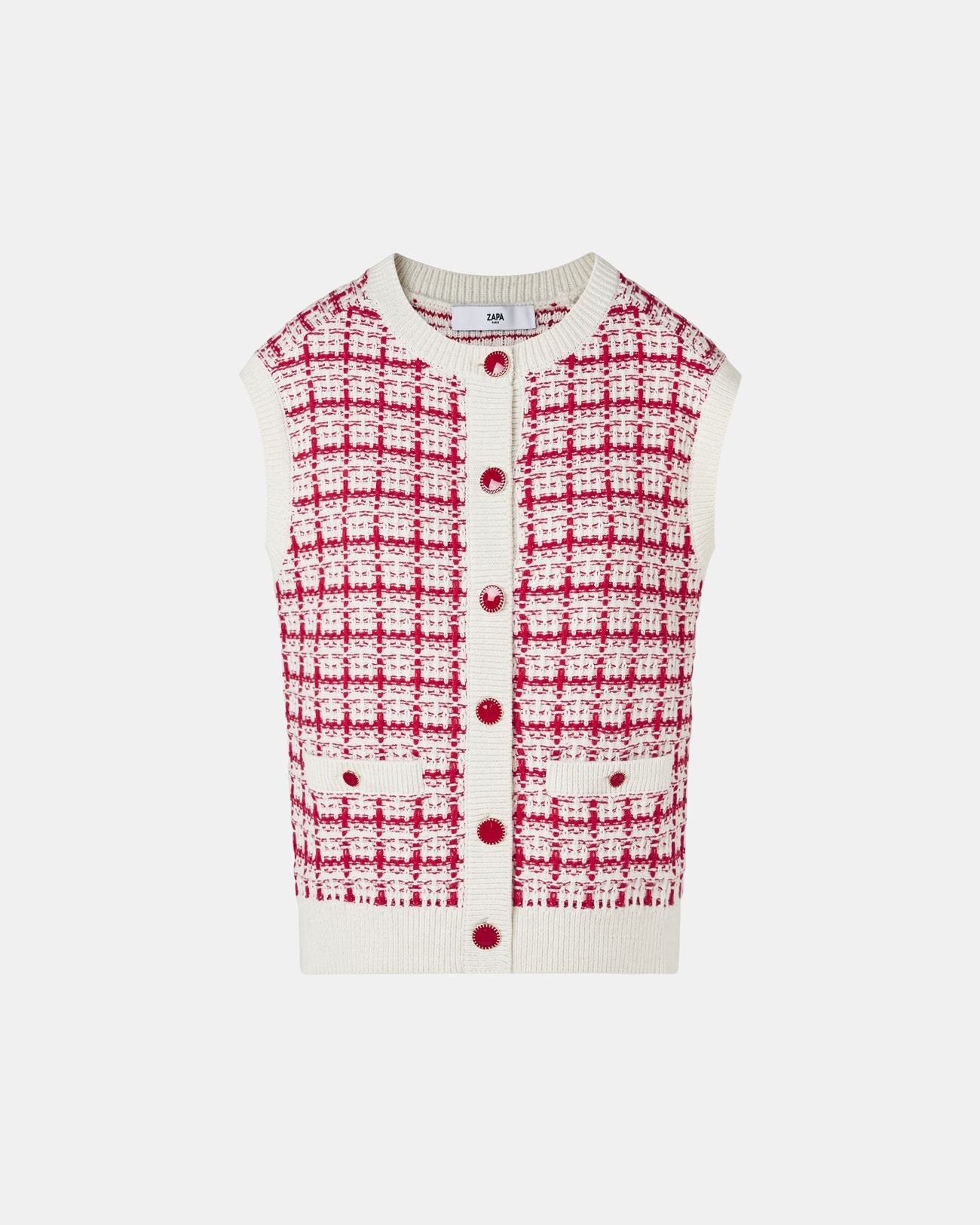 Chaleco sin mangas estilo tweed bicolor_6