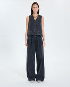 Black denim sleeveless vest_4