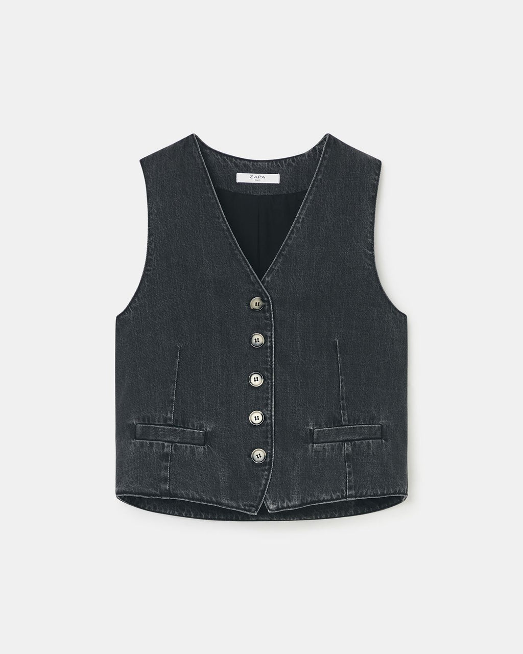 Black denim sleeveless vest_5