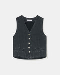 Black denim sleeveless vest_5