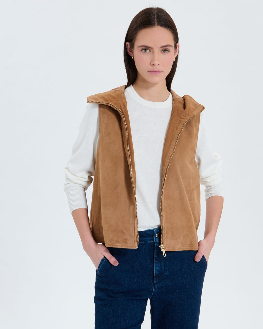 Gilet en suède beige_1