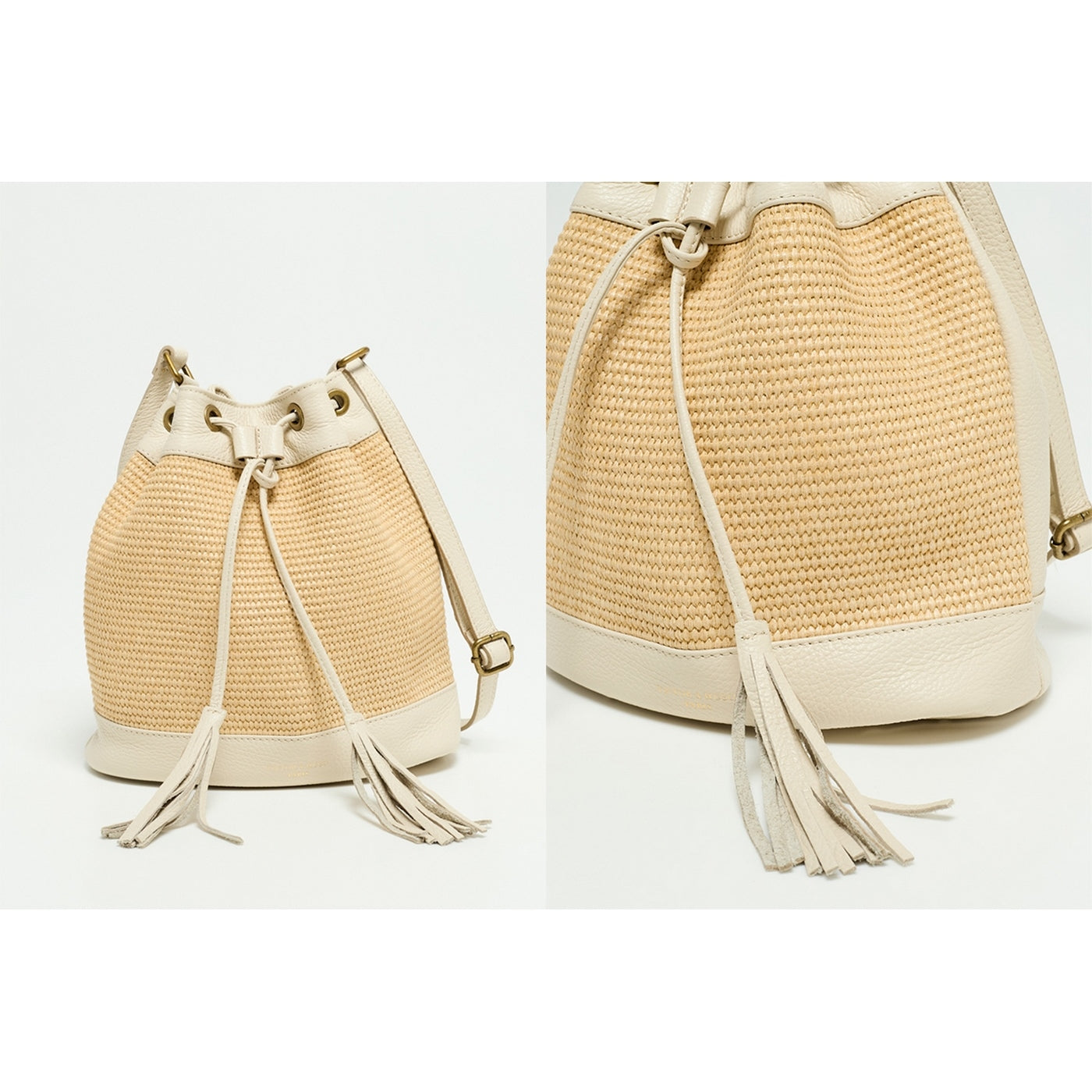 Sac A Bandouliere Cerise Rafia - Blanc Casse