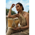 Sac A Bandouliere Cerise Rafia - Blanc Casse