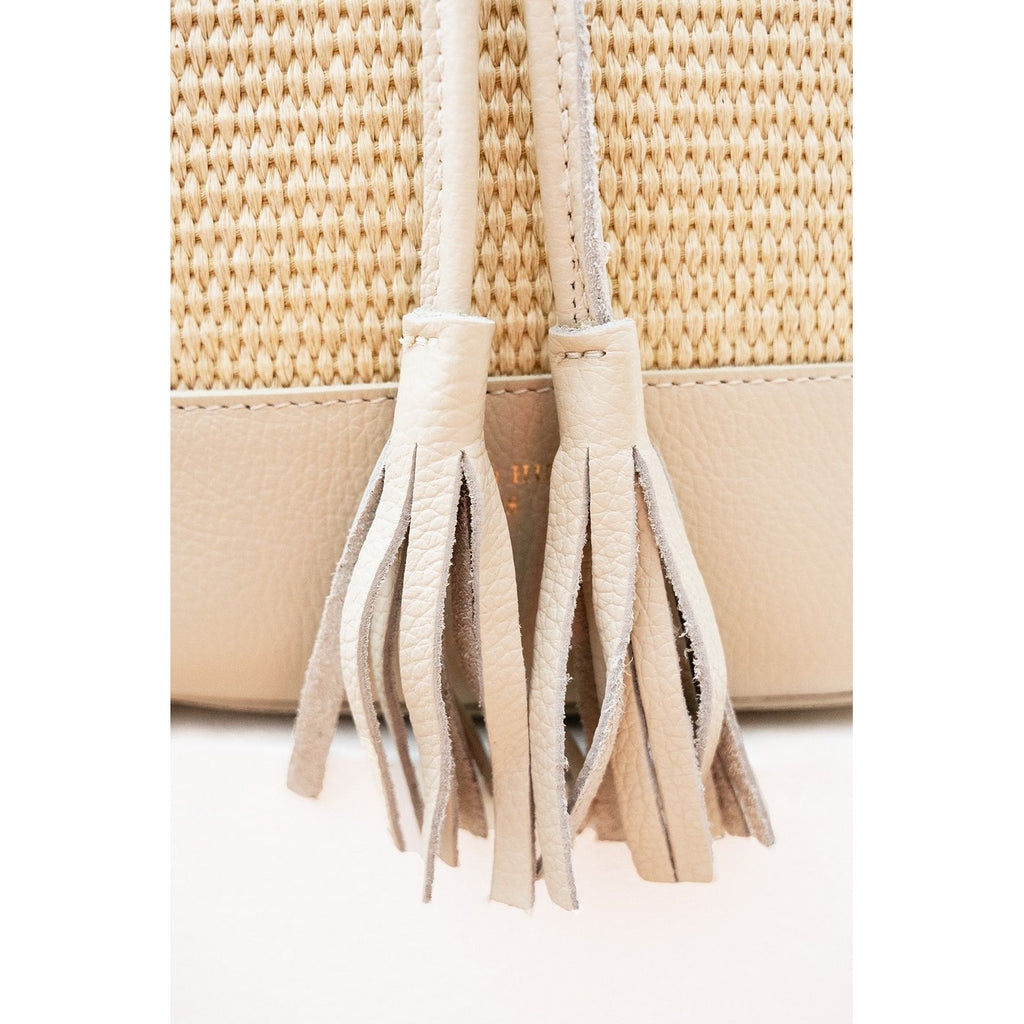 Sac A Bandouliere Cerise Rafia - Blanc Casse