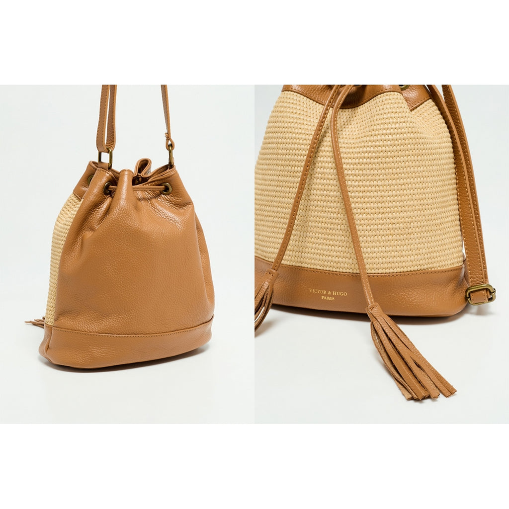 Sac A Bandouliere Cerise Rafia - Camel