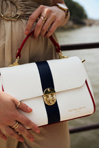 Bolso Bandolera Giverny - Azul Marino + Blanco Roto + Rosa Empolvado