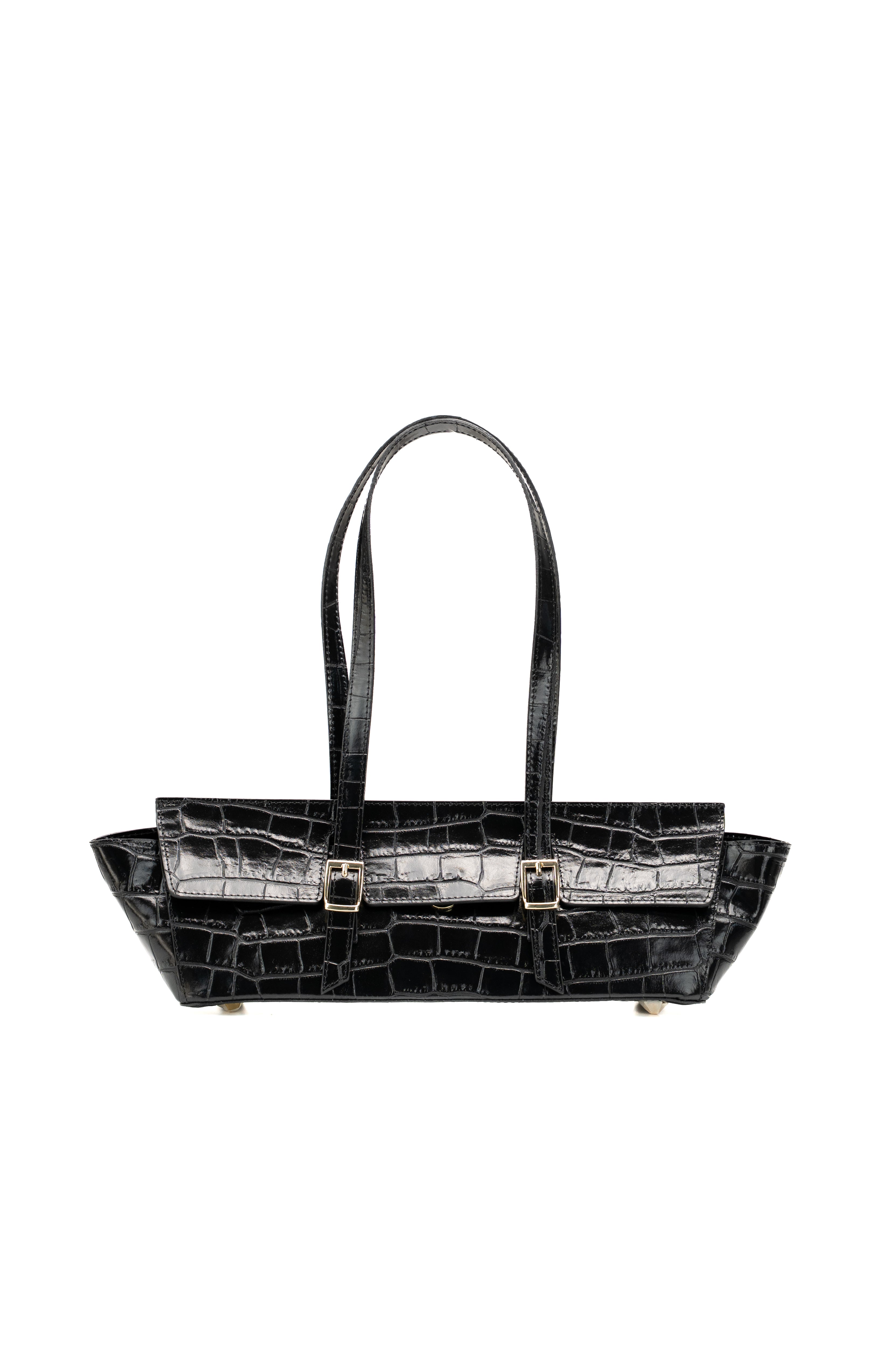 Sac Porte Epaule Briana Croco - Noir