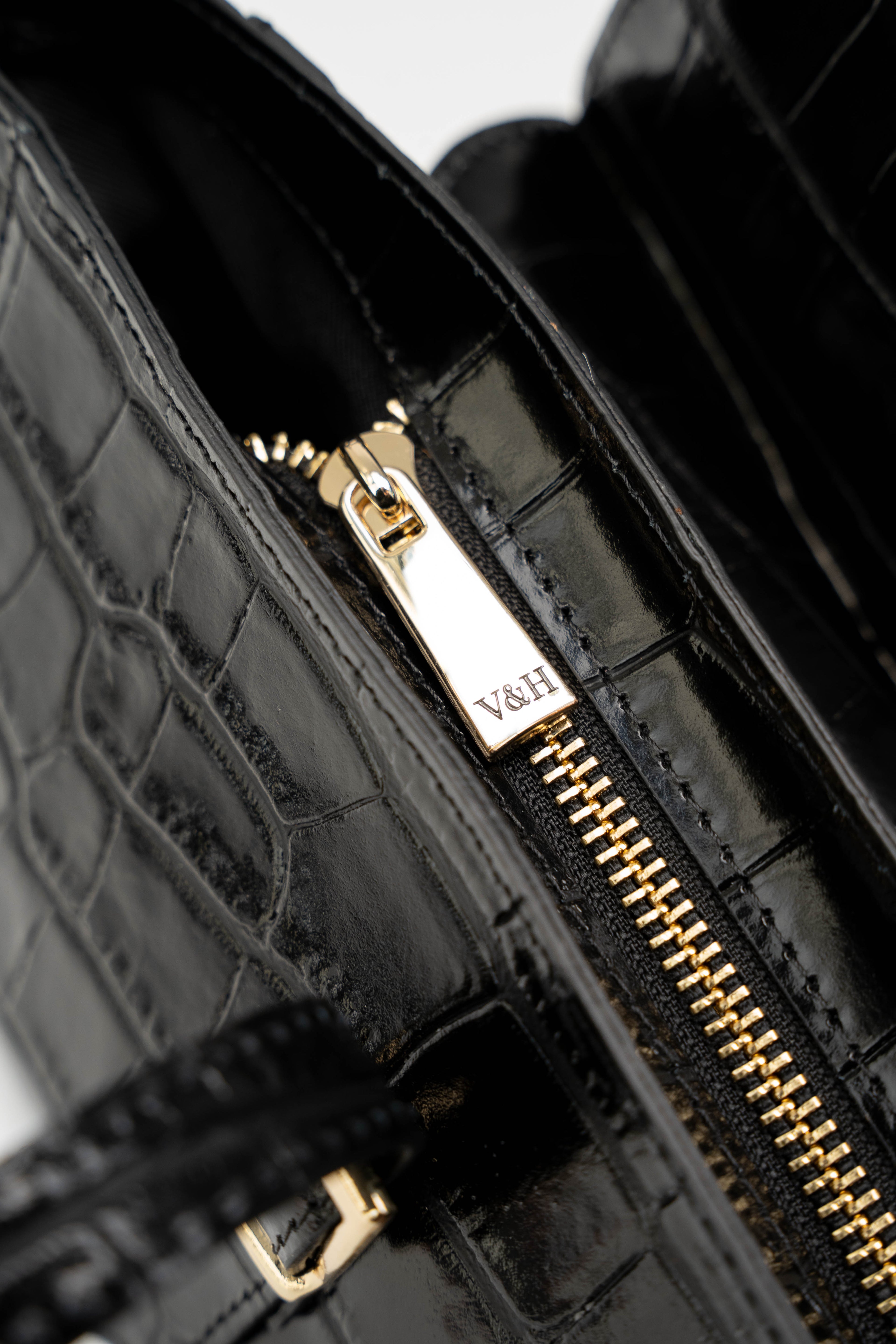 Sac Porte Epaule Briana Croco - Noir