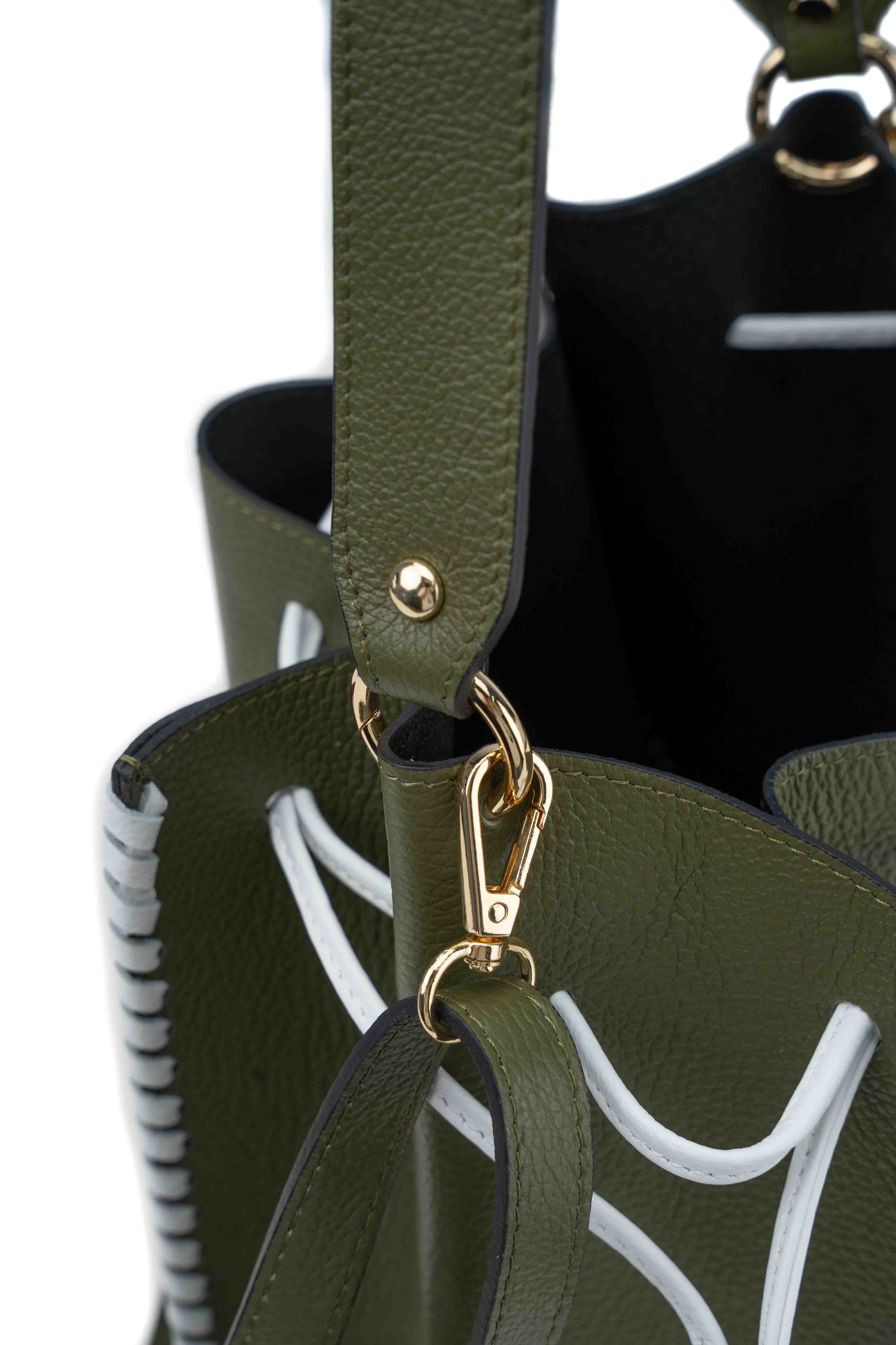 Bolso Bandolera Claudia - Verde Oliva/Blanco