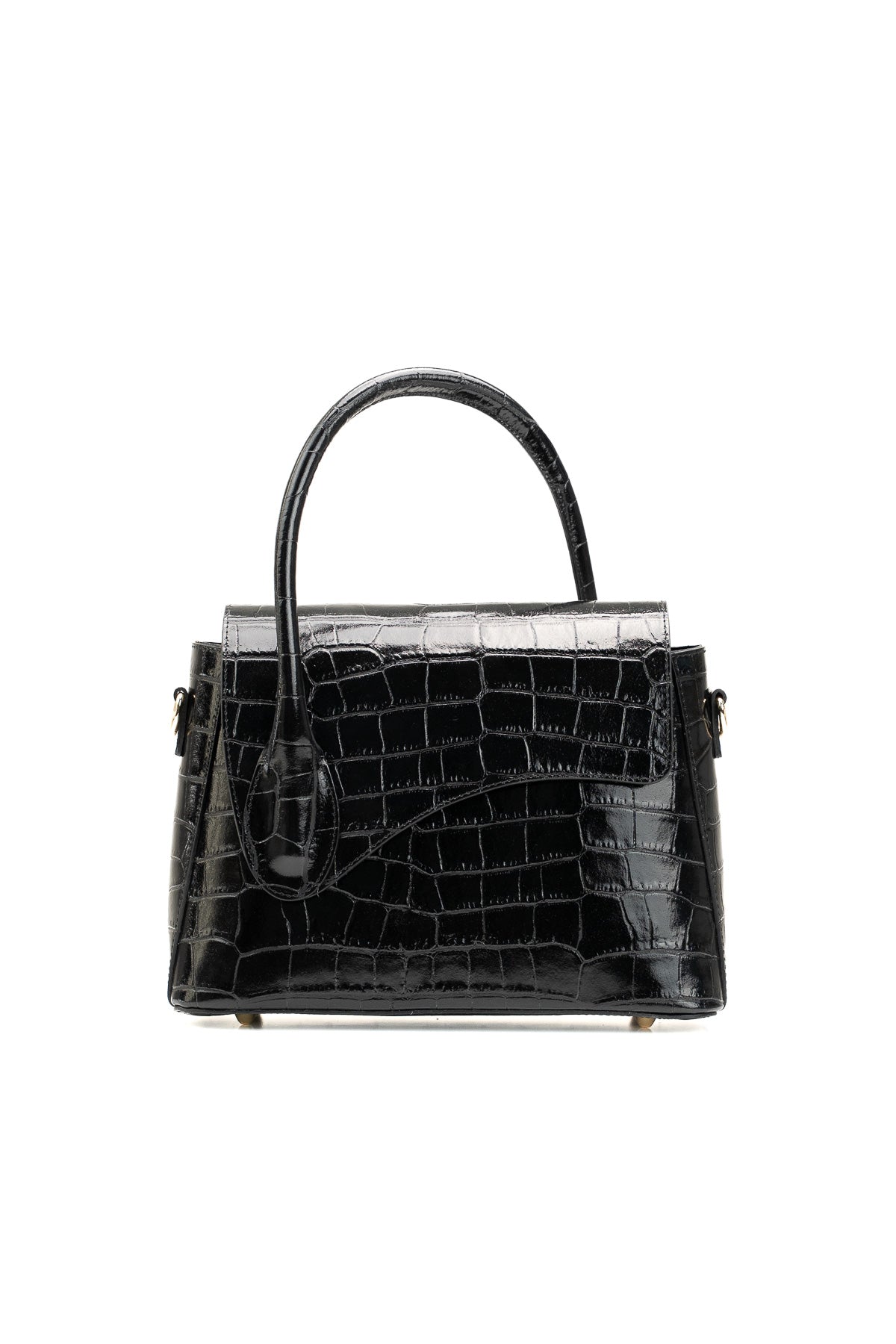 Sonia Croc Crossbody Bag - Black