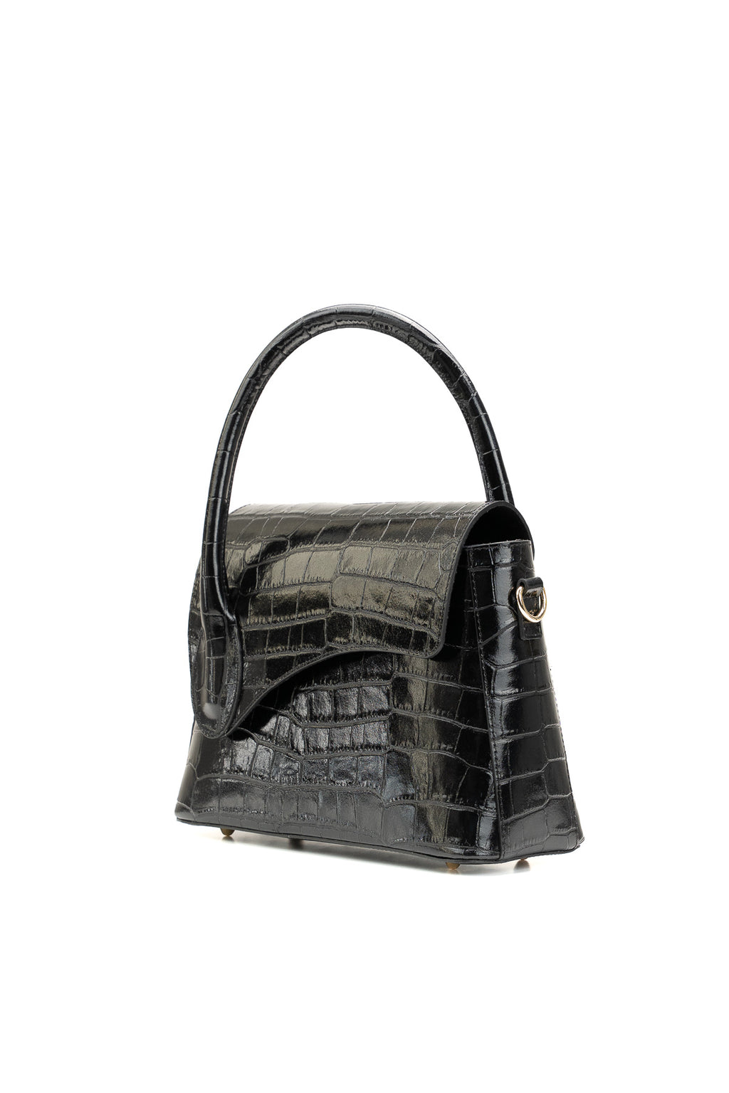 Sonia Croc Crossbody Bag - Black