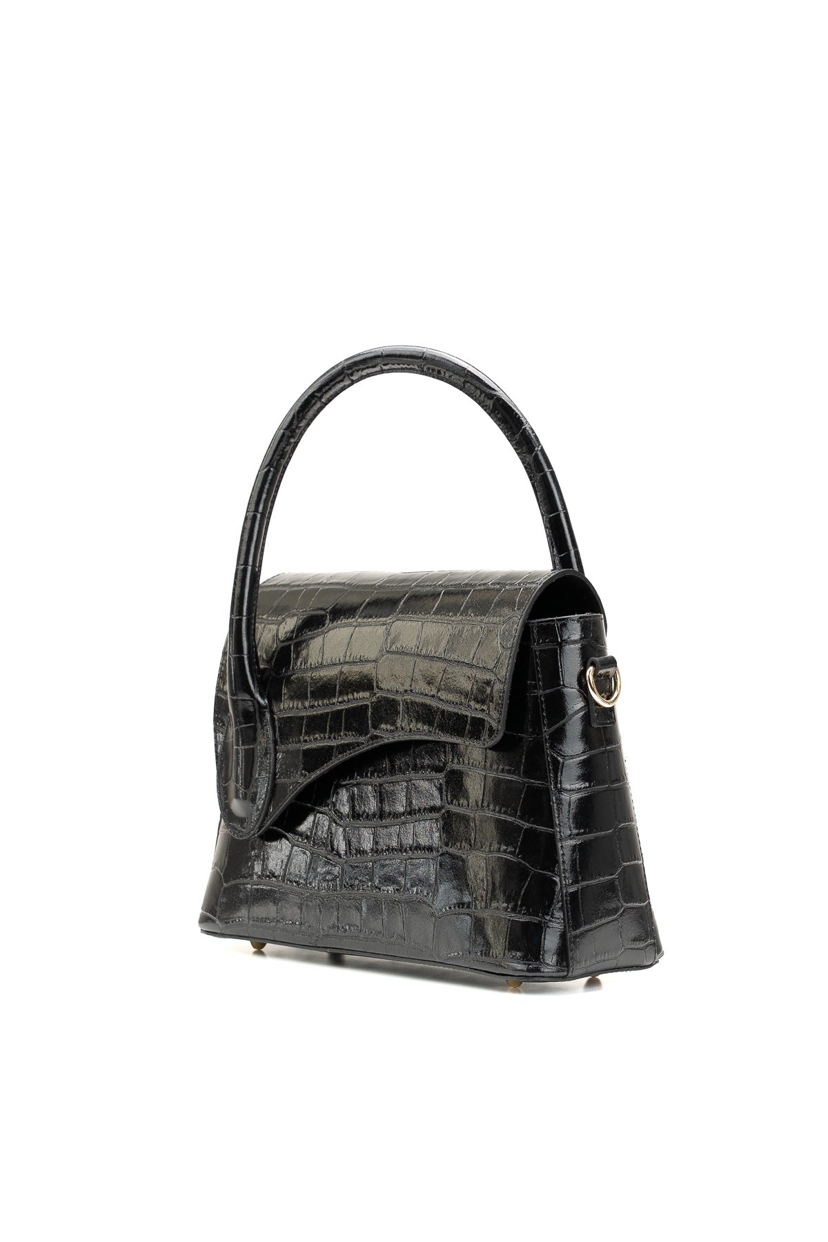 Sonia Croc Crossbody Bag - Black