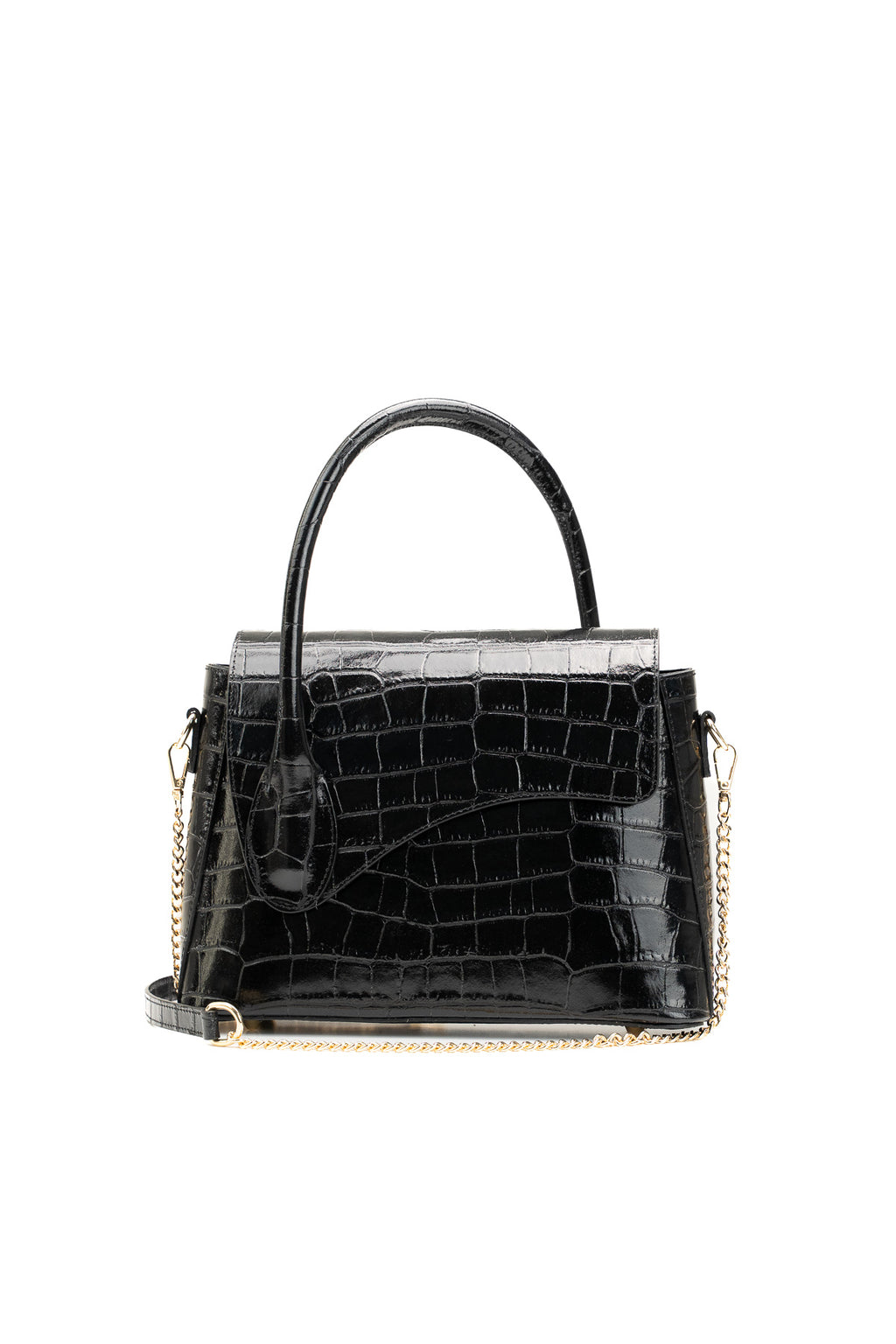 Sonia Croc Crossbody Bag - Black