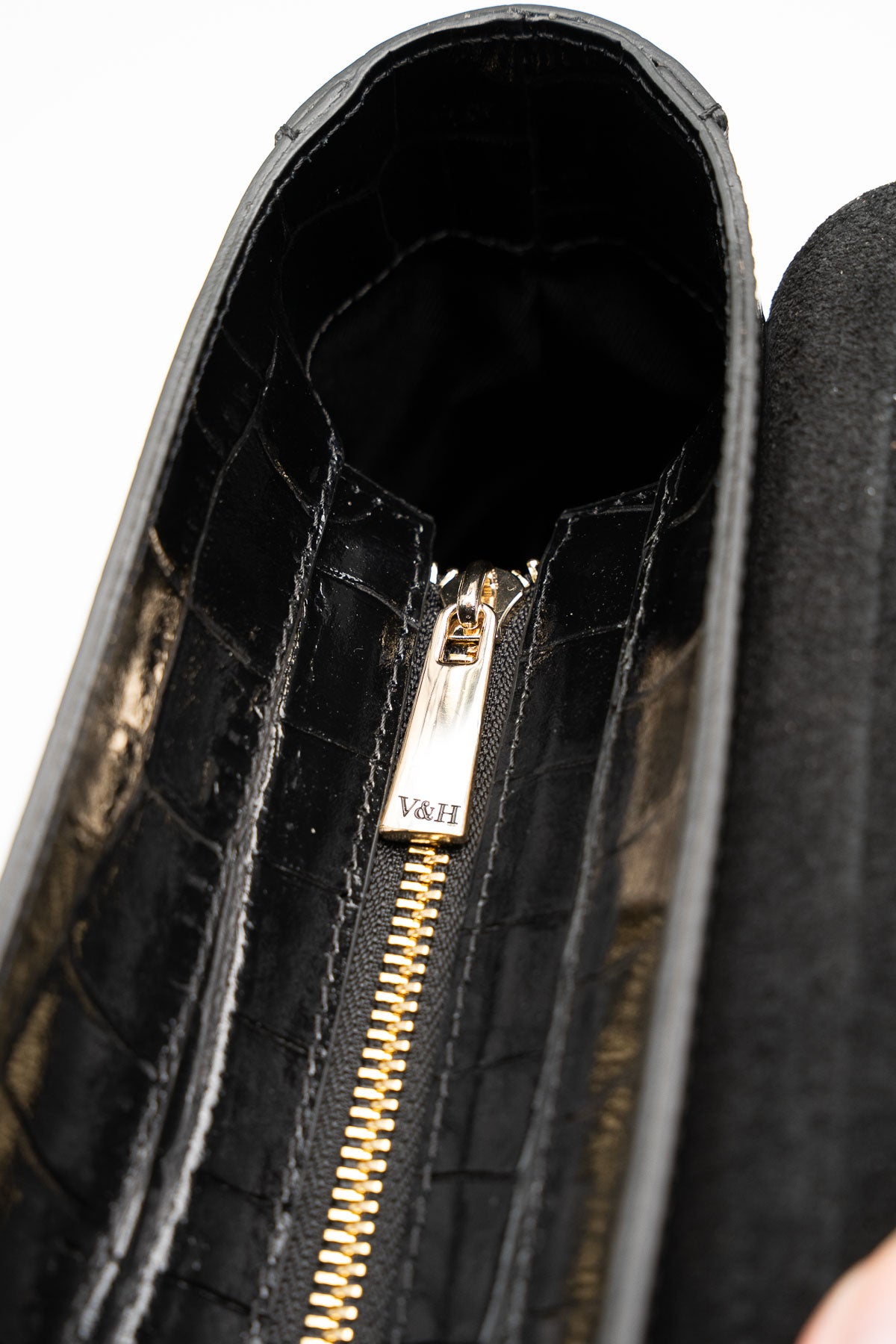 Sonia Croc Crossbody Bag - Black