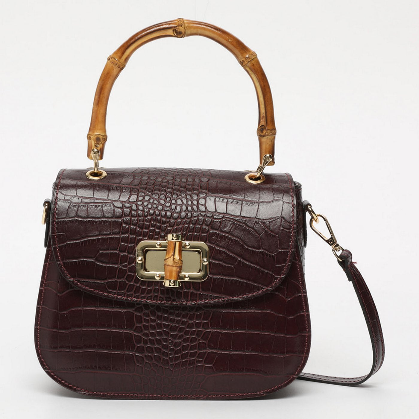 Elia Croco Handbag - Eggplant - Women