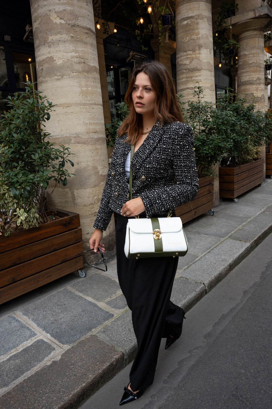 Sac A Bandouliere Giverny - Blanc/ Vert Bouteille