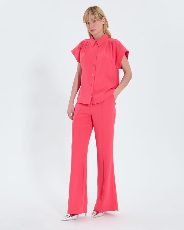 Coral short-sleeved shirt_1