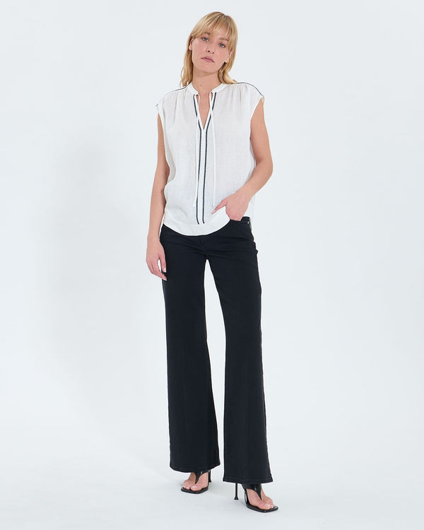 Flowing top in ecru linen_1