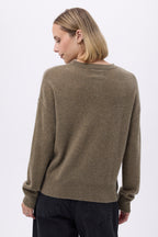 Maglione Girocollo Con Bottoni Laterali Dorati Donna Victoire - Verde Cachi - Donna
