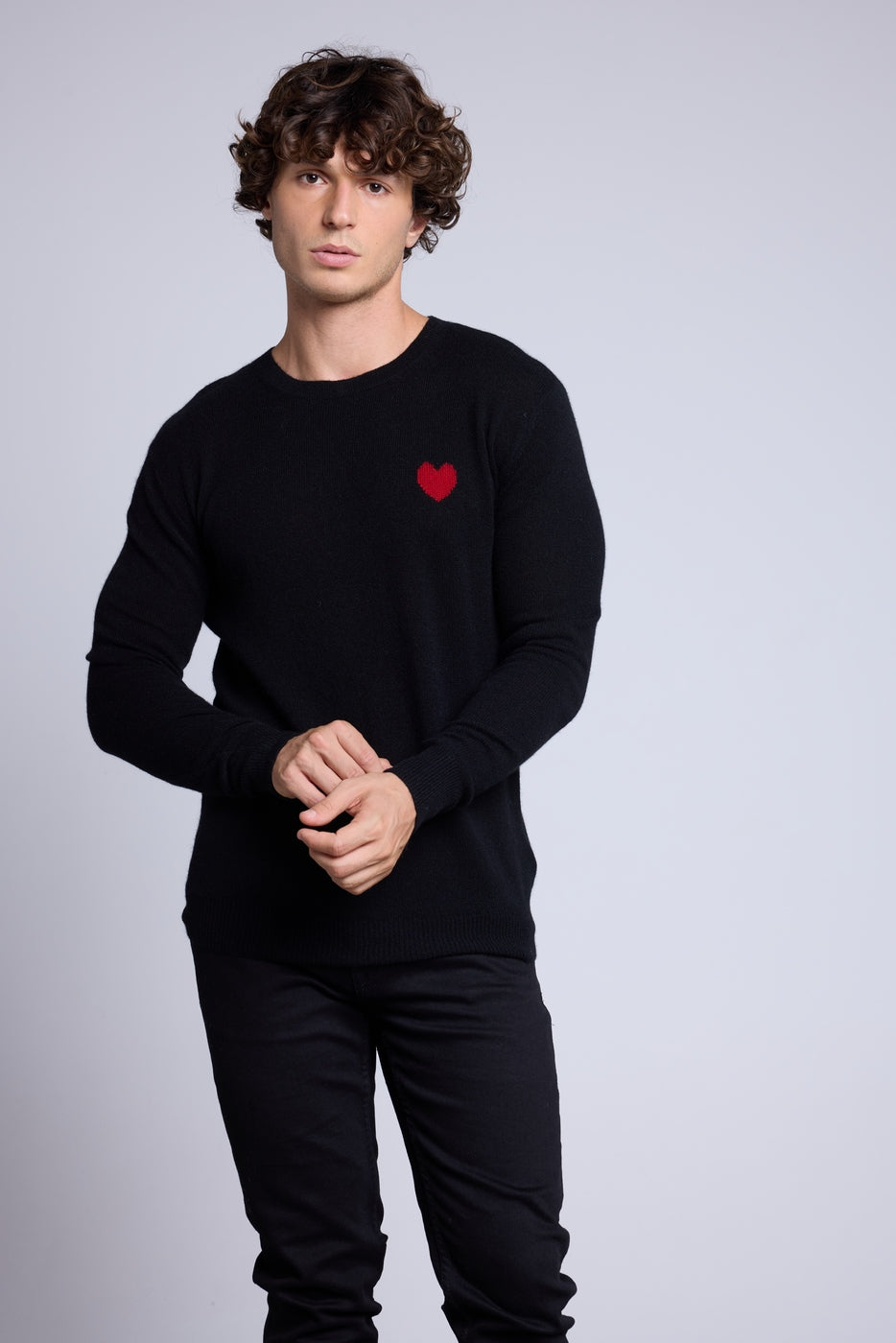 Jersey Victor de cuello redondo con corazón - Negro y rojo - Hombre