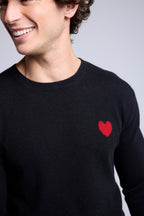 Jersey Victor de cuello redondo con corazón - Negro y rojo - Hombre